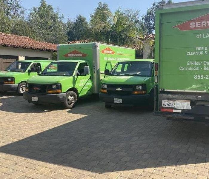 four lime green vehicles in driveway